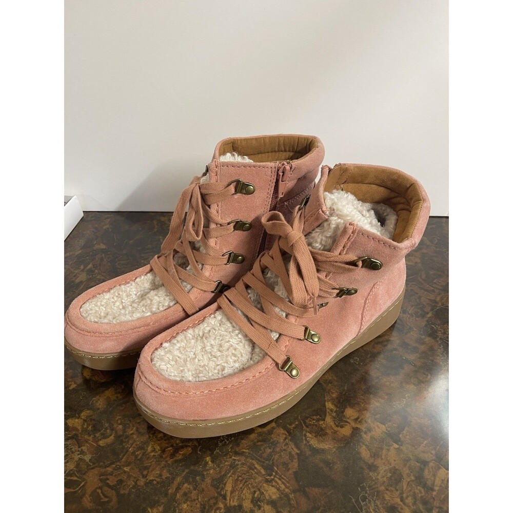 Zodiac Women’s 9M Pierson Suede Ankle Lace Up Boots Pink Leather Platform Snow